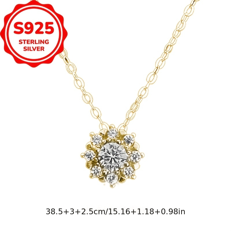 Women's S925 Silver Exquisite Sunflower Pendant Necklace